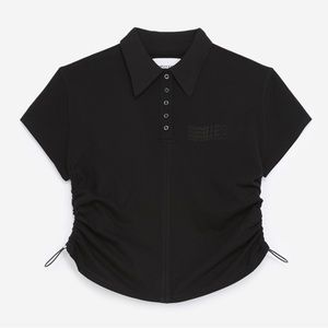 The Kooples x Sport Fitted Black Polo with Logo Short Sleeve Spring Summer